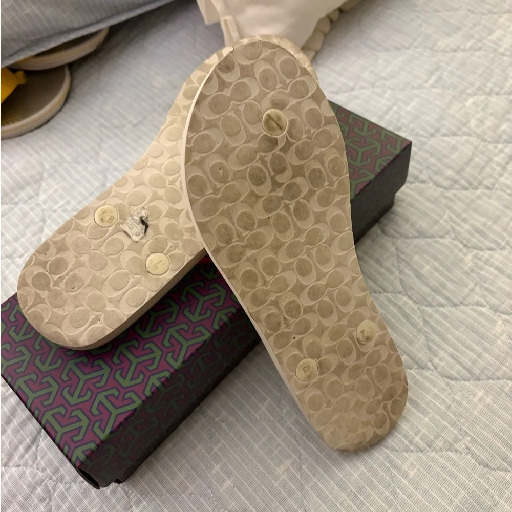 Coach Star-Print Flip Flops in Cream, Black, Blue & Pink